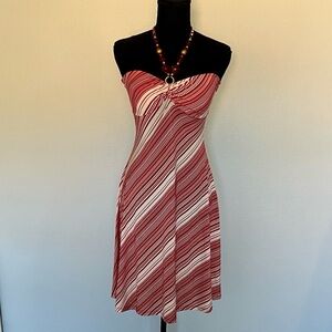 Chic Strapless Red and White Dress